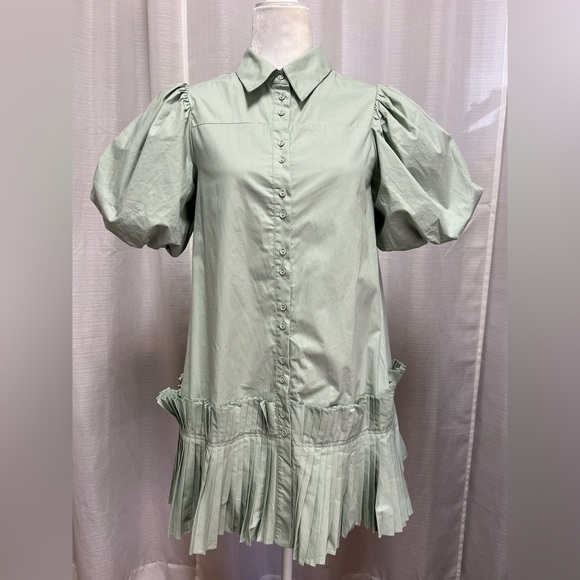 Aureum mint green pleated dress | size small - Picture 4 of 10